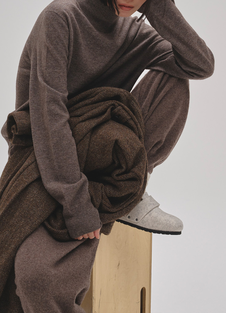 喀什米爾混紡高領毛衣